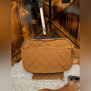 Quilted Mini Crossbody Bag in Camel